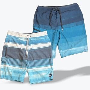 ONeill Board Shorts Mens Blue‎ Stripe Swim Trunks Size 32